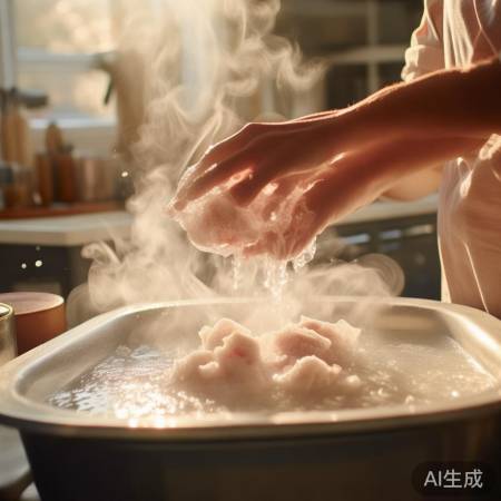 温水泡解冻食物