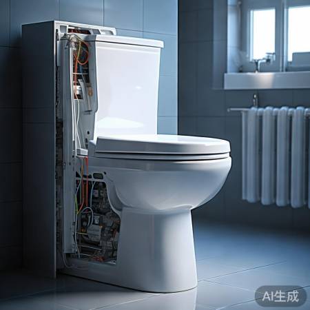 “拆卸马桶后面板，可见线路”