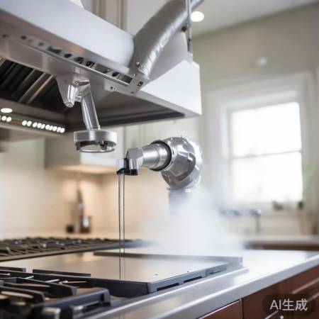 排油烟机管道倾斜安装,防止油烟