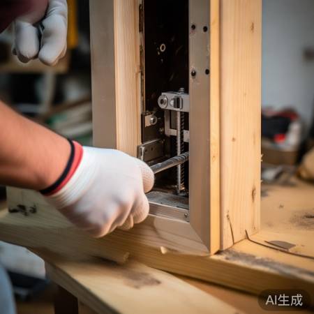 安装锁体，拧紧勿过头