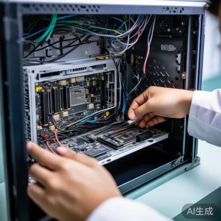 主板安装:电源线对接,螺丝固定