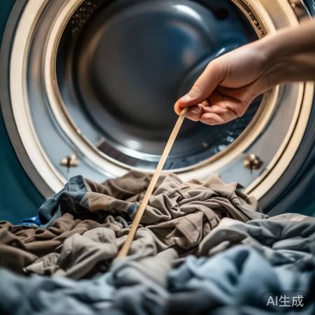 轻柔挑开衣物回滚筒