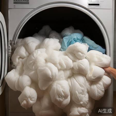 衣物烘干后变蓬松,小心取出。