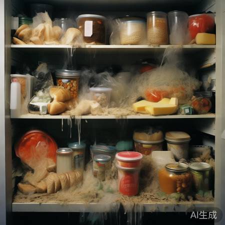 食物堆放致变质，细菌滋生引不适