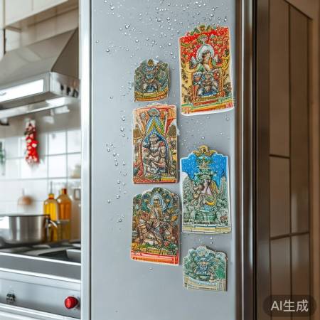 美菱冰箱全国售后客服专线交流%莫高窟艺术冰箱贴，古韵风华新体验