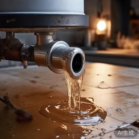 “热水器出水口堵塞，水垢堆积成