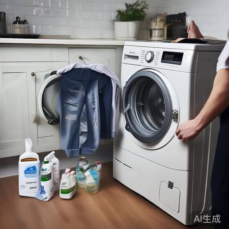 选择洗衣模式，厚实裤需强力洗