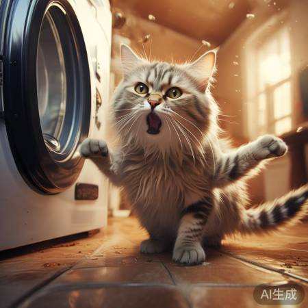 猫怒抓洗衣机，真相惊人