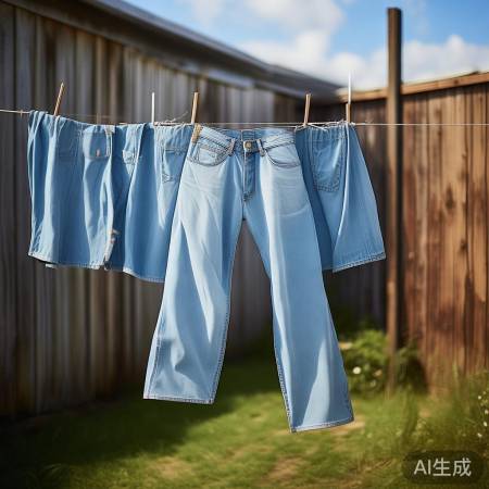 毛边裤阴凉晾晒